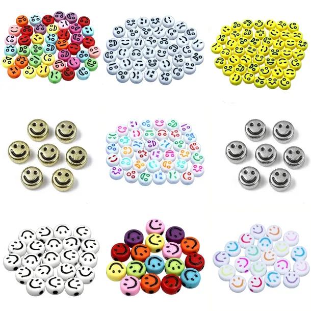 05 Zestaw Koralików Koraliki Emotki Buźki 7mm 9x20szt Komplet 180szt