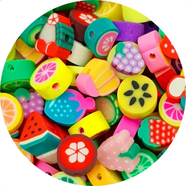 OWOCE KORALIKI FIMO POLIMEROWE 7-12 MM 20SZT mix Z UTWARDZONEJ MODELINY