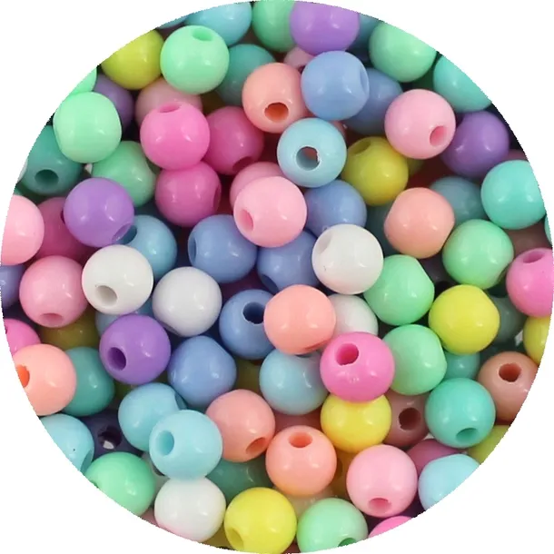 Koraliki Gładkie Klasyczne w Kształcie Kulki 6mm Akryl Pastelowe Mix 50szt