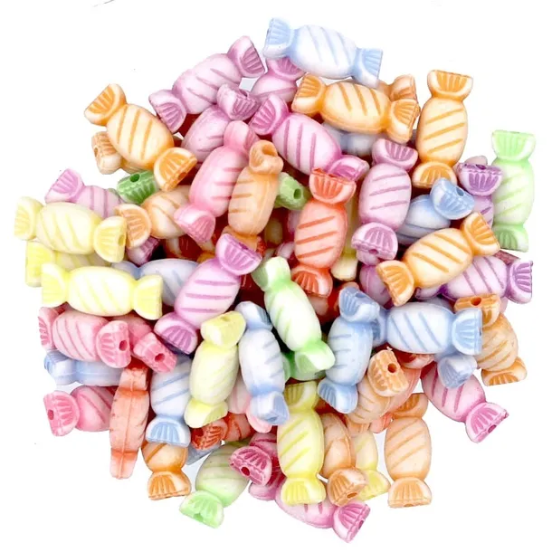 KORALIKI cukierki cukierek AKRYL 15x7mm mix 100szt