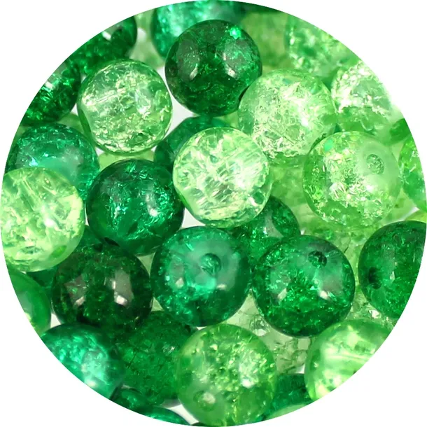 KORALIKI SZKLANE CRACKLE "SPĘKANE" MIX ZIELONE ODCIENIE ZIELENI 8mm 50szt