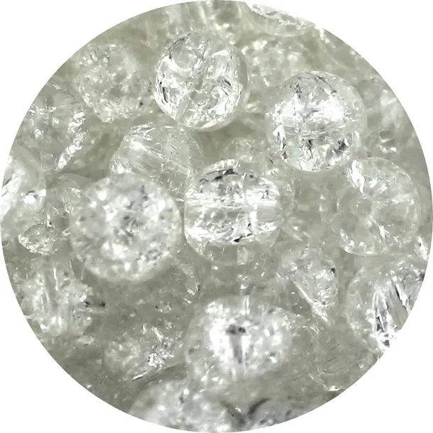 KORALIKI SZKLANE CRACKLE "SPĘKANE" KULE PRZEZROCZYSTE BIAŁE 8mm 50szt