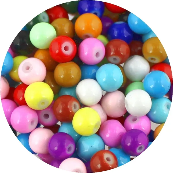 KORALIKI SZKLANE POWLEKANE KULKI GŁADKIE DO BIŻUTERII MIX 8mm 50szt