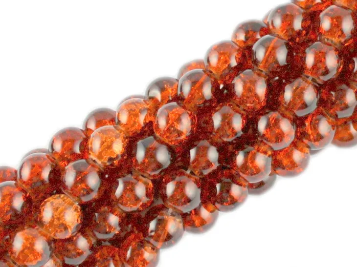 Koraliki SZKLANE CRACKLE 8mm SZNUR 52szt brązowy
