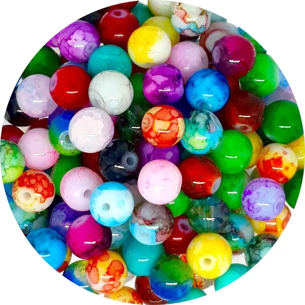 Koraliki Szklane Marmurki Mix Kolorów Kule Kulki 8mm 100szt Zestaw