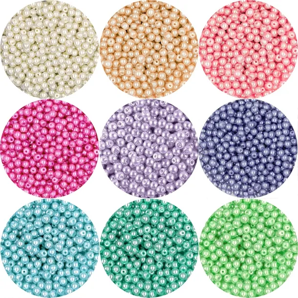 Koraliki Szklane Perły Perełki 4mm Kuleczki Pastelowe 9x50 Zestaw 450szt
