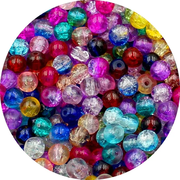 Koraliki Szklane Crackle Kulki 6mm Mix Kolorów 100szt HURT