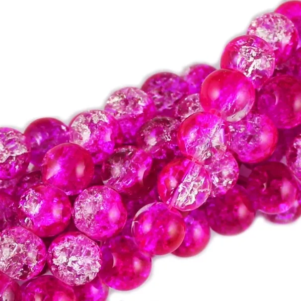 Koraliki SZKLANE CRACKLE 8mm SZNUR 52szt dwubarwne