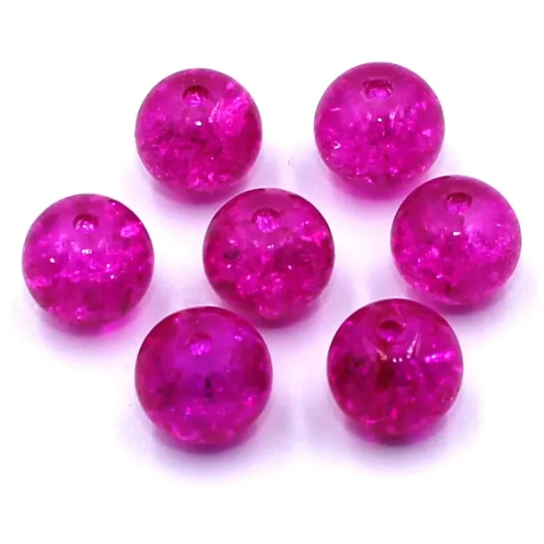 KORALIKI SZKLANE CRACKLE 8mm RÓŻ CIEMNY 20SZT