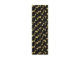 slomki-rurki-czarne-w-zlote-kropki-10-szt