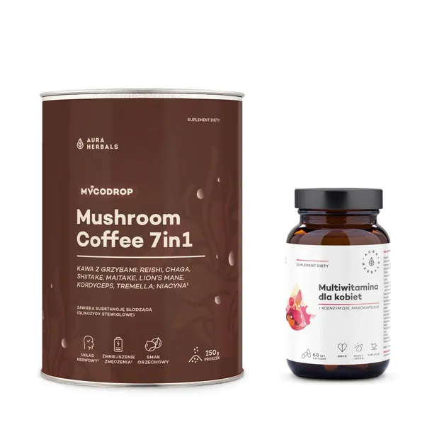 Aura Herbals Mycodrop Kawa Z Grzybami 7w1 Energia Niacyna Zmęczenie 250 g