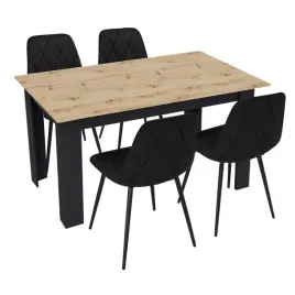 stol-kuchenny-120x80-dab-artisan-czarny-4-krzesla-piado-czarne