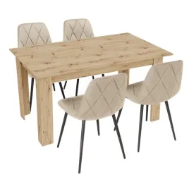 stol-kuchenny-120x80-dab-artisan-4-krzesla-piado-bezowe