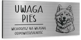 tabliczka-dibond-uwaga-pies-samoyed-20x10-cm-z-nadrukiem-uv