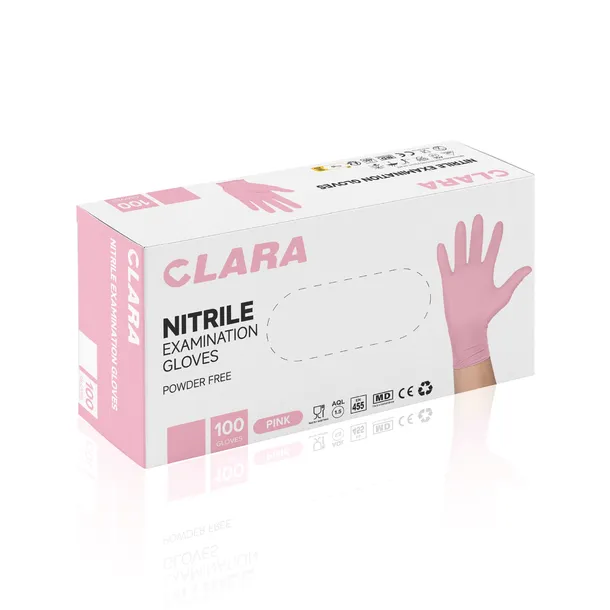 Rękawiczki nitrylowe jednorazowe RÓŻOWE PINK S 100 sztuk CLARA