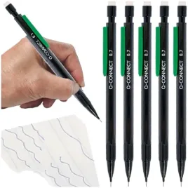 olowek-automatyczny-z-gumka-0-7-mm-3-grafity-hb-czarny-q-connect-5-sztuk