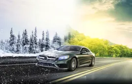 fototapeta-samochod-ulica-wiosna-zima-mercedes