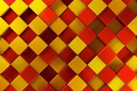 fototapeta-abstrakcja-3d-zolty-czerwony-kwadraty