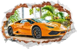 fototapeta-3d-naklejka-dziura-auto-lamborghini