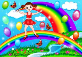 fototapeta-dla-dzieci-tecza-balony-kolorowa-3d