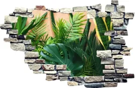 naklejki-scienne-fototapeta-3d-dziura-liscie-lisc