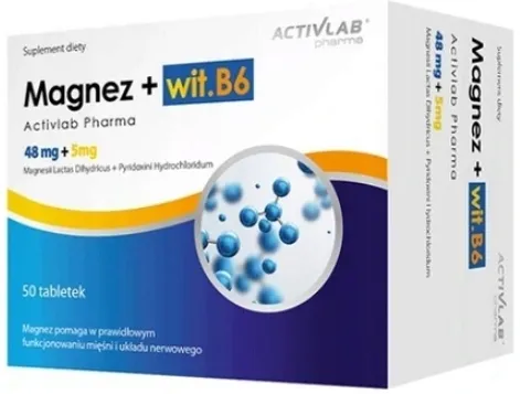 Magnez + wit.B6 50 kapsułek Activlab Pharma SKURCZE PRZEMĘCZENIE STRES
