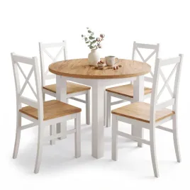 stol-okragly-rozkladany-100cm-dab-craft-4-krzesla-krzyzak-bialy-do-kuchni