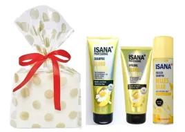 zestaw-prezent-dla-kobiety-szampon-isana-odzywka-suchy-szampon-blond