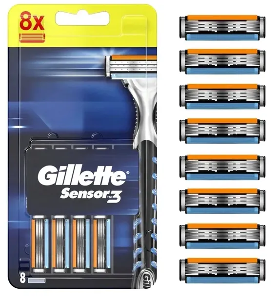 Gillette Blue sensor 3 ZAPAS 8 wkładóW ostrza zestaw XL