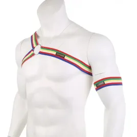 meska-uprzaz-na-ramie-i-tors-kolorowy-harness-z-paskami-i-metalowym-kolkiem