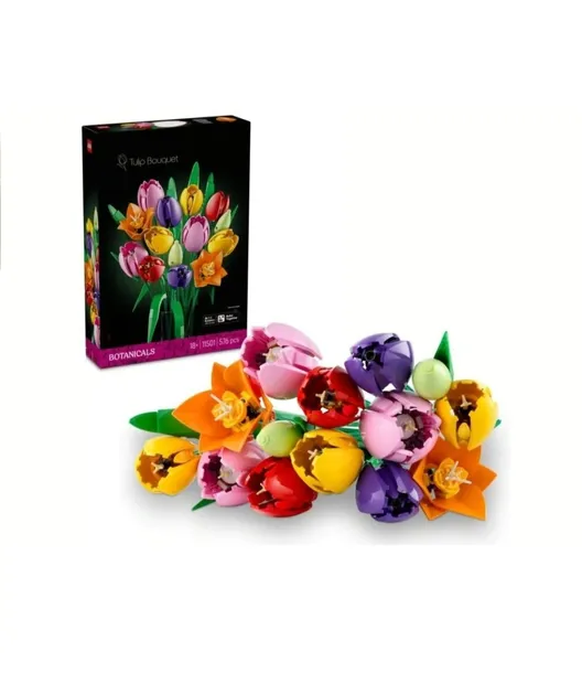 Tulipany tulip kwiaty klocki konstrukcyjne duży zestaw 576 elementów bukiet kwiatów wieczne kwiaty