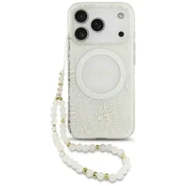 etui-do-iphone-17-pro-guess-iml-flowers-electro-pearl-strap-magsafe-bialy