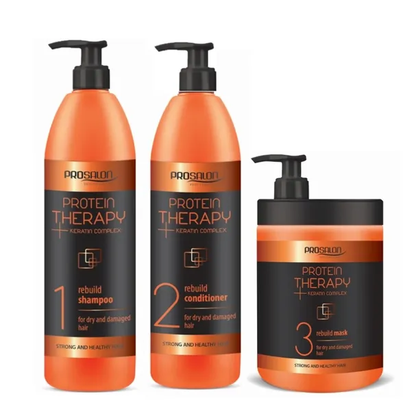 CHANTAL PROSALON Zestaw do włosów zniszczonych PROTEIN THERAPY 3x1000g