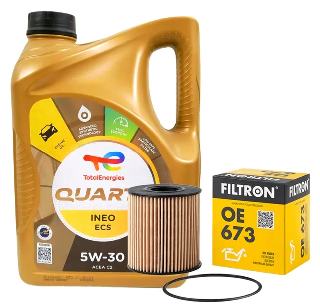 Olej Total Quartz INEO ECS 5W30 5L + Filtr Oleju filtron OE673 FIAT, CITROEN, DS, TOYOTA, VOLVO
