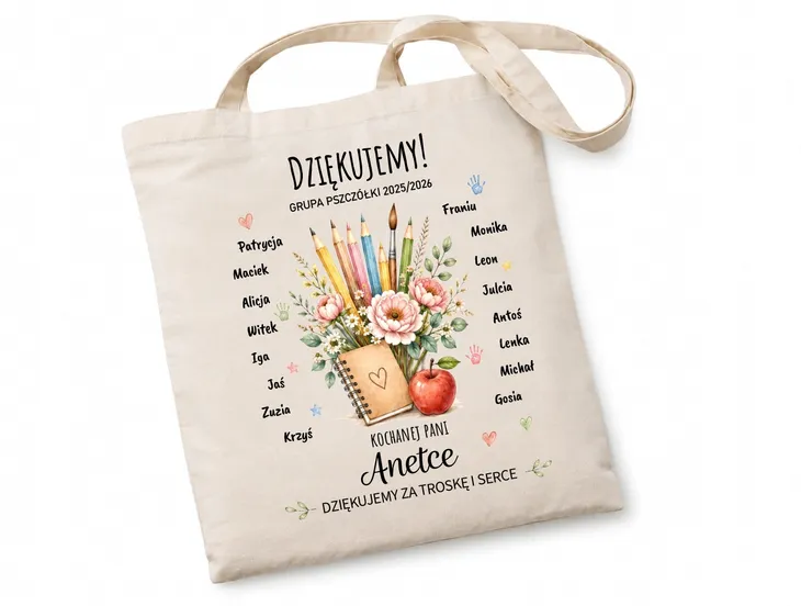 TORBA NA DZIEŃ NAUCZYCIELA TORBA PERSONALIZOWANA Z IMIENIONAMI A4