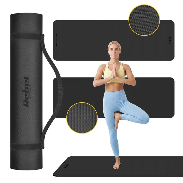 Mata gimnastyczna do ćwiczeń joga pilates fitness 183x61cm gruba 1CM TPE
