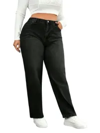 shein-jeansy-damskie-czarne-proste-wysoki-stan-plus-size-50-1ef