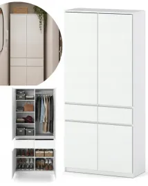 garderoba-szafa-do-przedpokoju-100-cm-biala-matowa-wieszak-polki-szuflady