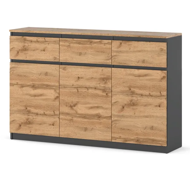Komoda 150 cm Aga LUX Antracyt Wotan szafka Wysoka z szufladami do salonu