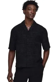 boohooman-czarna-koszula-meska-casual-krotki-rekaw-m-z3a