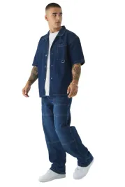 boohooman-meska-koszula-casual-jeans-krotki-rekaw-granatowa-s-z3a