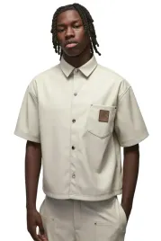 boohooman-koszula-meska-bezowa-krotki-rekaw-z-naszywka-casual-m-z3a