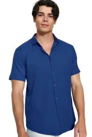 trendyol-man-meska-koszula-casual-niebieska-krotki-rekaw-m-5da