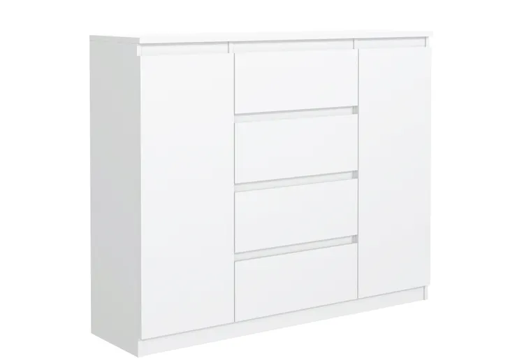 Komoda 120 cm 4 szuflady 2 szafki Biała