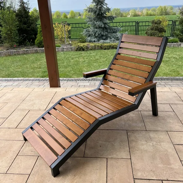 LEŻAK OGRODOWY METALOWY MALOWANY NA TARAS 160x100x65 cm LOFT EXCLUSIV