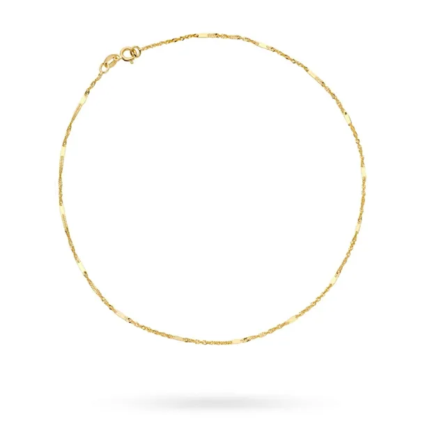 Bransoletka złota na nogę 585 splot singapur z blaszka 2x1mm damska 25cm