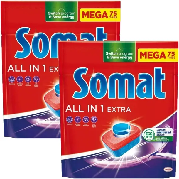 Tabletki Kapsułki do zmywarki Somat All in One Extra XXXL - 2 x 75 szt.