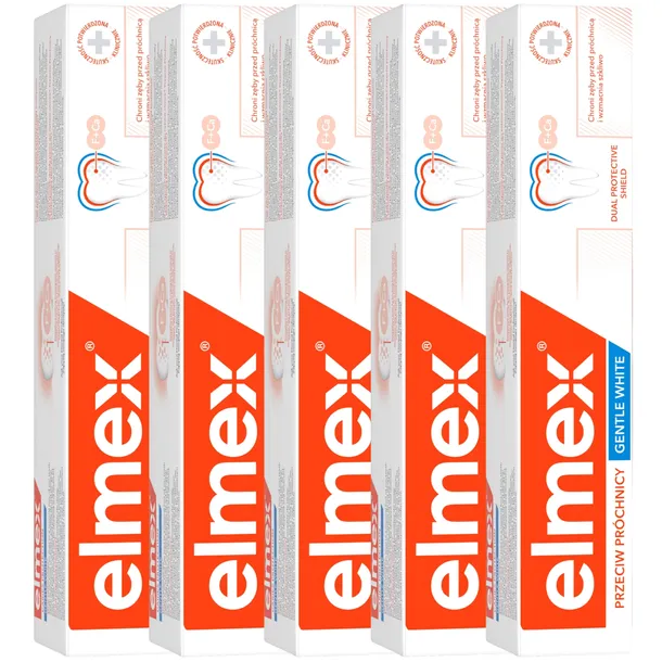 5x Elmex Pasta do Zębów Wybielajaca Przeciw Próchnicy Gentle White 75 ml