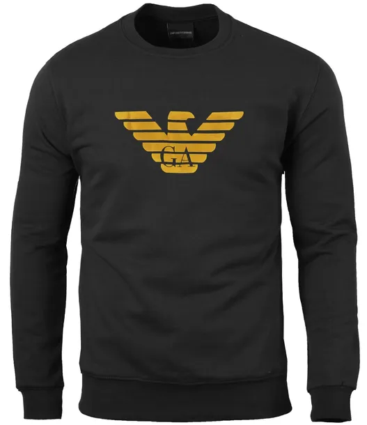 EMPORIO ARMANI BLUZA EAGLE MĘSKA CZARNA ORGANIC COTTON GOLD NA PREZENT / XL