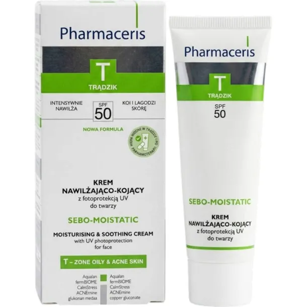 PHARMACERIS T SEBO-MOISTATIC Krem nawilżająco-kojący do twarzy SPF50 50 ml